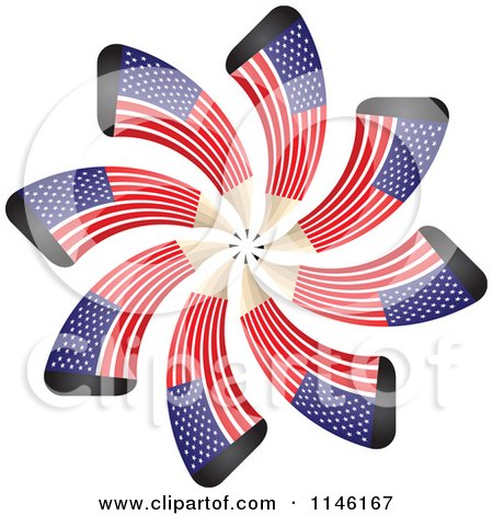 Clipart of an American Flag Spiral Pencil Burst 2 - Royalty Free CGI Illustration by Andrei Marincas