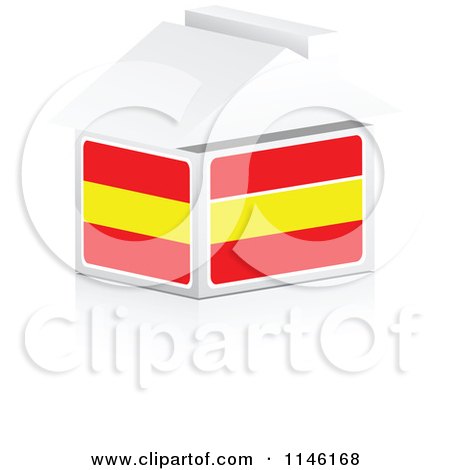 Clipart of a 3d Spanish Flag House - Royalty Free CGI Illustration by Andrei Marincas