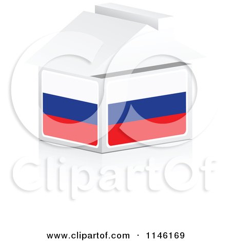 Clipart of a 3d Russian Flag House - Royalty Free CGI Illustration by Andrei Marincas