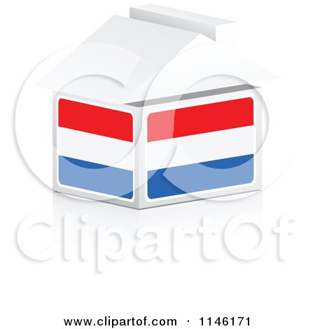 Clipart of a 3d Luxembourg Flag House - Royalty Free CGI Illustration by Andrei Marincas