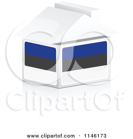 Clipart of a 3d Estonian Flag House - Royalty Free CGI Illustration by Andrei Marincas