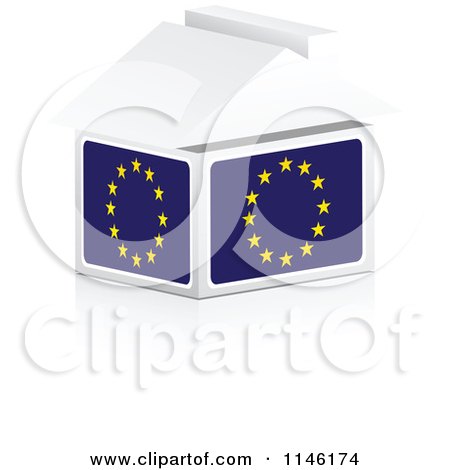 Clipart of a 3d European Flag House - Royalty Free CGI Illustration by Andrei Marincas