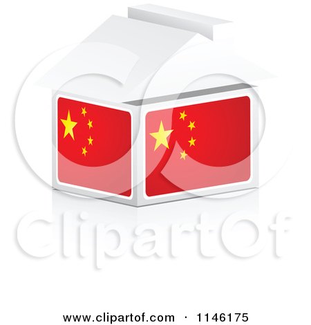 Clipart of a 3d Chinese Flag House - Royalty Free CGI Illustration by Andrei Marincas