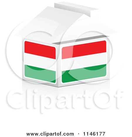 Clipart of a 3d Hungarian Flag House - Royalty Free CGI Illustration by Andrei Marincas
