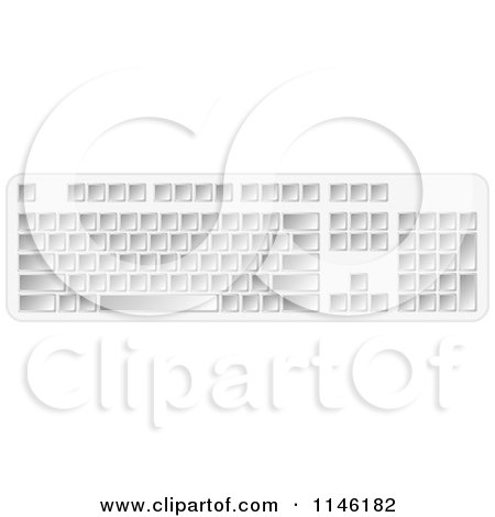 Clipart of a Blank White 3d Computer Keyboard - Royalty Free CGI Illustration by Andrei Marincas
