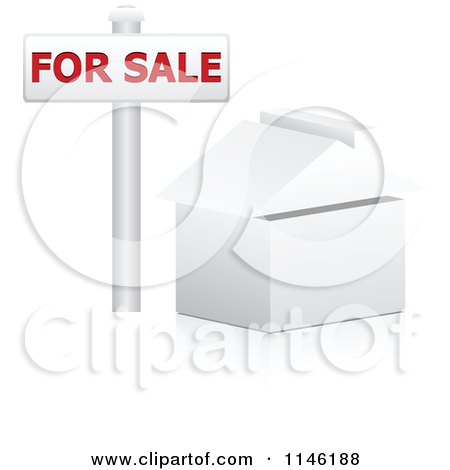 Clipart of a 3d White House with a for Sale Sign - Royalty Free CGI Illustration by Andrei Marincas