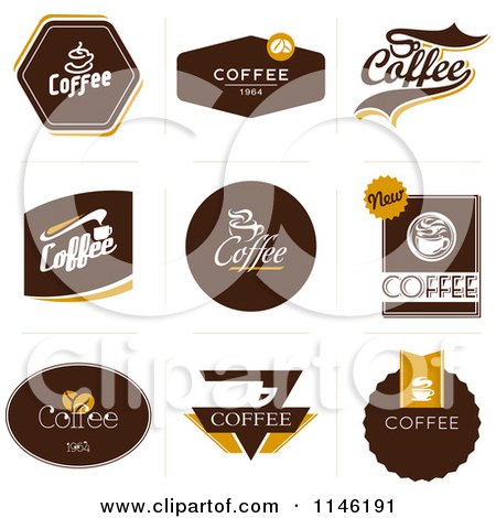 Clipart of Brown Coffee Logos - Royalty Free Vector Illustration by elena