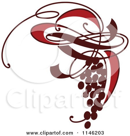 Clipart of a Bunch of Ornate Red Grapes - Royalty Free Vector Illustration by elena