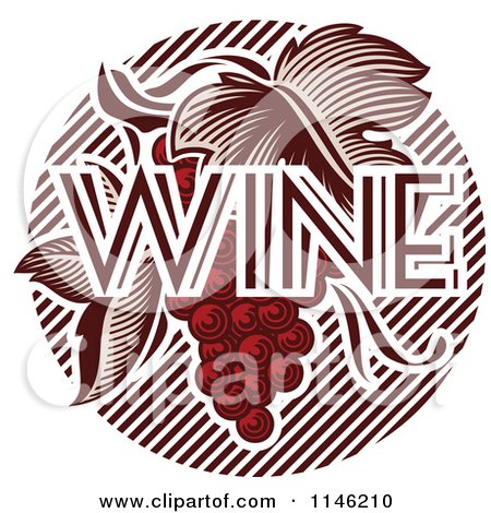 Clipart of Red Grapes and the Word Wine 1 - Royalty Free Vector Illustration by elena