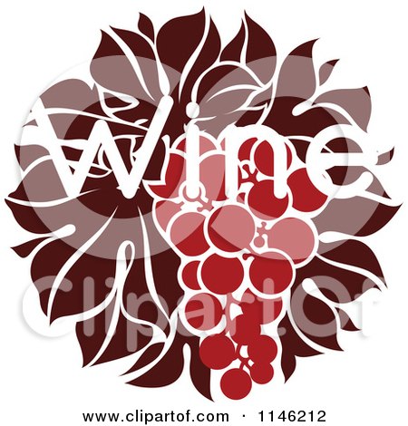 Clipart of Red Grapes and the Word Wine 2 - Royalty Free Vector Illustration by elena