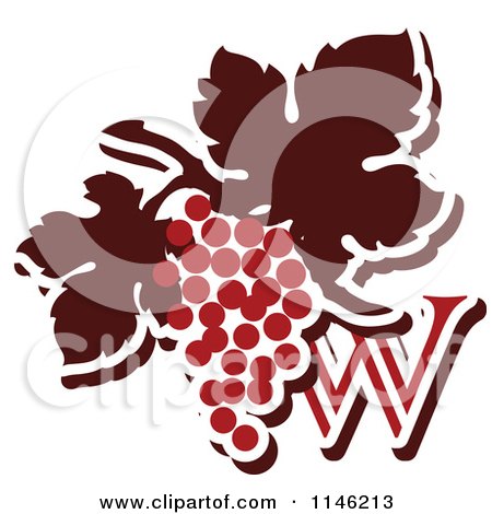 Clipart of the Letter W and Red Grapes - Royalty Free Vector Illustration by elena