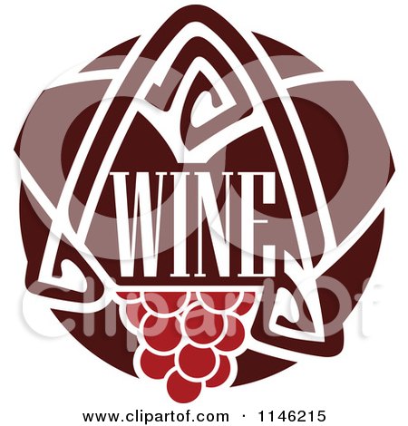 Clipart of Red Grapes and the Word Wine 3 - Royalty Free Vector Illustration by elena