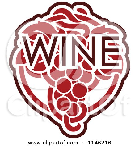 Clipart of Red Grapes and the Word Wine 4 - Royalty Free Vector Illustration by elena