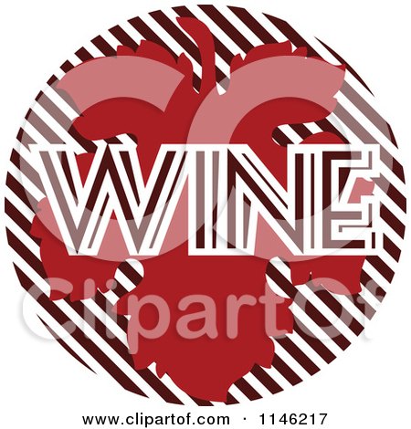 Clipart of a Red Grape Leaf and the Word Wine - Royalty Free Vector Illustration by elena