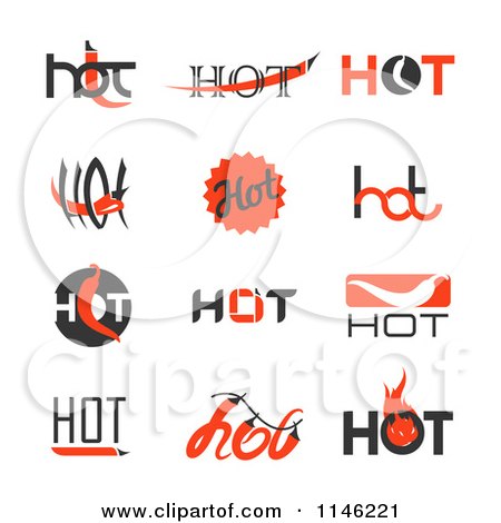 Clipart of Spicy Hot Chili Pepper Text Designs - Royalty Free Vector Illustration by elena