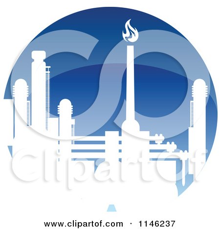 Clipart of a Gas Refinery with Blue Flames 4 - Royalty Free Vector Illustration by Vector Tradition SM