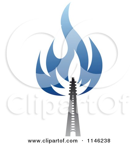 Clipart of a Gas Refinery with Blue Flames 5 - Royalty Free Vector Illustration by Vector Tradition SM