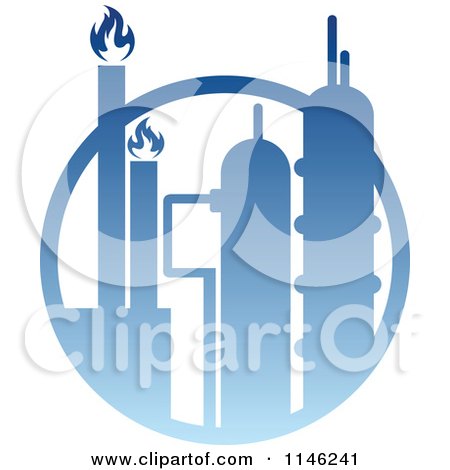 Clipart of a Gas Refinery with Blue Flames 6 - Royalty Free Vector Illustration by Vector Tradition SM