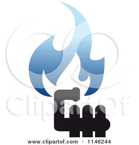 Clipart of Gas Pipes and Blue Flames - Royalty Free Vector Illustration by Vector Tradition SM