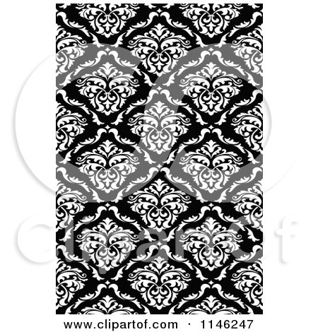 Clipart of a Black and White Damask Pattern - Royalty Free Vector Illustration by Vector Tradition SM