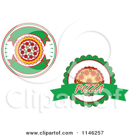 Clipart of Pizzeria Pizza Pie Logos 1 - Royalty Free Vector Illustration by Vector Tradition SM