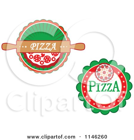 Clipart of Pizzeria Pizza Pie Logos 2 - Royalty Free Vector Illustration by Vector Tradition SM