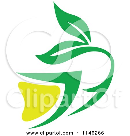 Clipart of a Green Tea Cup with Lemon and Leaves 3 - Royalty Free Vector Illustration by Vector Tradition SM