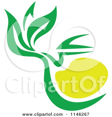 Clipart of a Green Tea Cup with Lemon and Leaves 4 - Royalty Free Vector Illustration by Vector Tradition SM