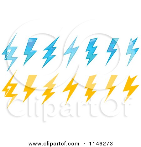 Clipart of Blue and Yellow Lightning Bolts - Royalty Free Vector Illustration by Vector Tradition SM