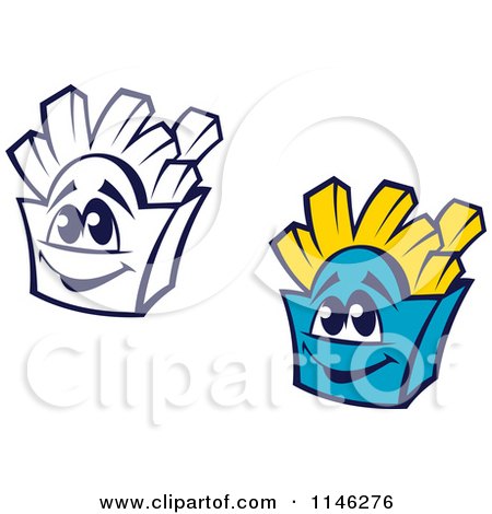 Clipart of Happy French Fry Box Characters - Royalty Free Vector Illustration by Vector Tradition SM