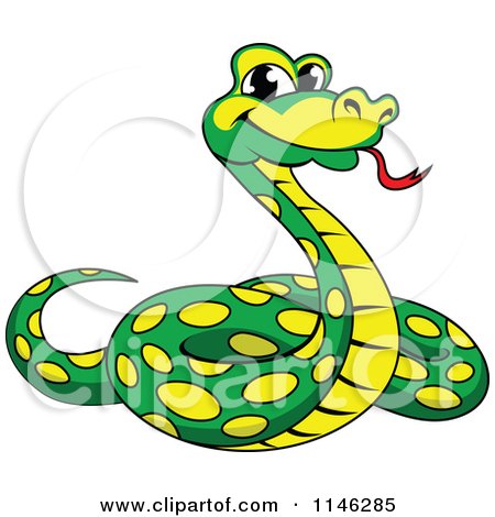 Clipart of a Green and Yellow Phython Snake - Royalty Free Vector Illustration by Vector Tradition SM