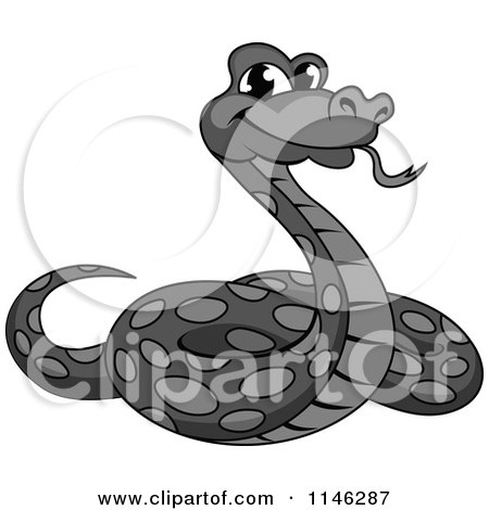 Clipart of a Grayscale Phython Snake - Royalty Free Vector Illustration by Vector Tradition SM