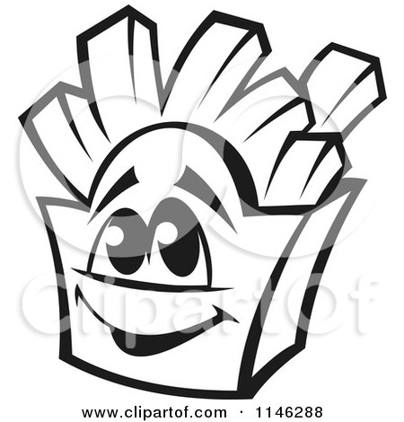 Clipart of a Happy Dark Blue French Fry Box Character - Royalty Free Vector Illustration by Vector Tradition SM
