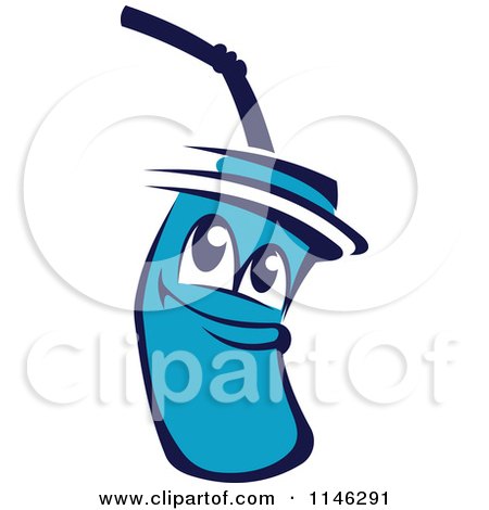 Clipart of a Happy Blue Beverage Cup Mascot - Royalty Free Vector Illustration by Vector Tradition SM