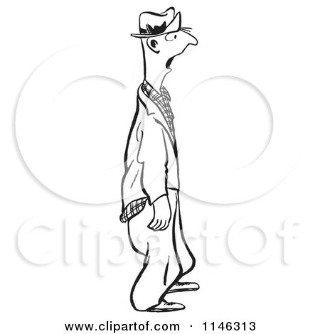Cartoon of a Black and White Shocked Man - Royalty Free Vector Clipart by Picsburg