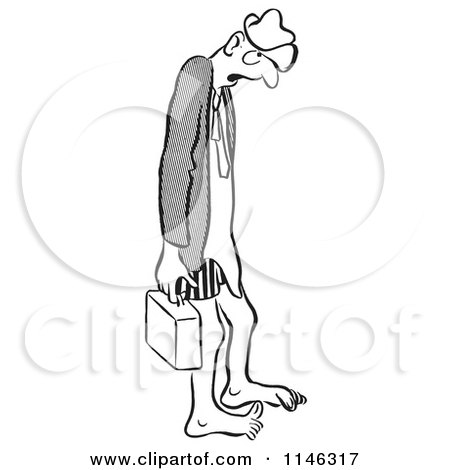 Cartoon of a Black and White Embarassed Businessman in His Boxers - Royalty Free Vector Clipart by Picsburg