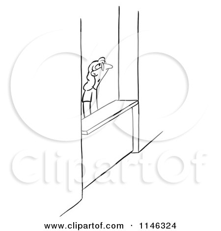 Cartoon of a Black and White Woman at a Help Counter - Royalty Free Vector Clipart by Picsburg