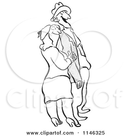 Cartoon of a Black and White Happy Couple - Royalty Free Vector Clipart by Picsburg