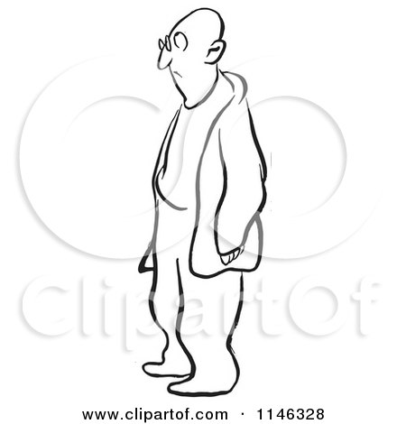 Cartoon of a Black and White Man Standing - Royalty Free Vector Clipart by Picsburg