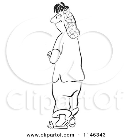 Cartoon of a Black and White Pleased Female Worker - Royalty Free Vector Clipart by Picsburg