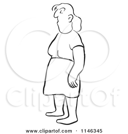 Cartoon of a Black and White Bored Woman - Royalty Free Vector Clipart by Picsburg