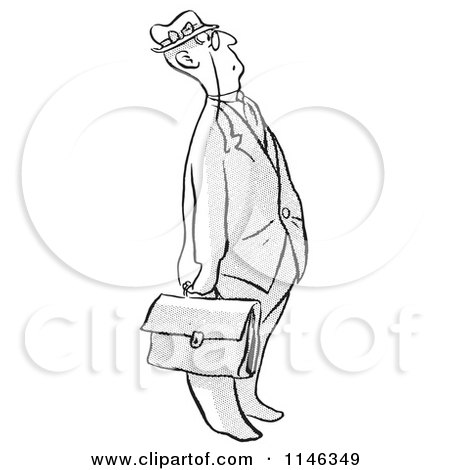 Cartoon of a Black and White Businessman Looking up - Royalty Free Vector Clipart by Picsburg