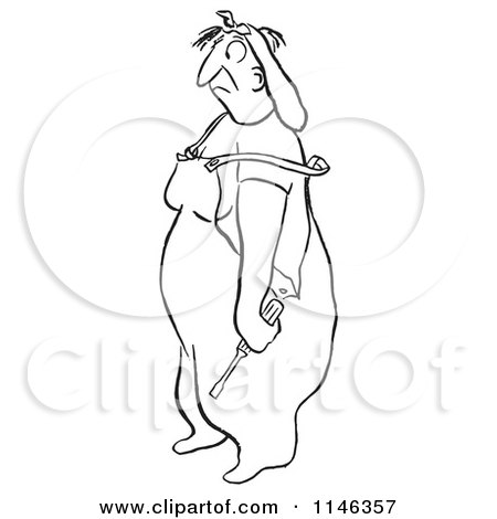 Cartoon of a Black and White Annoyed Female Worker - Royalty Free Vector Clipart by Picsburg