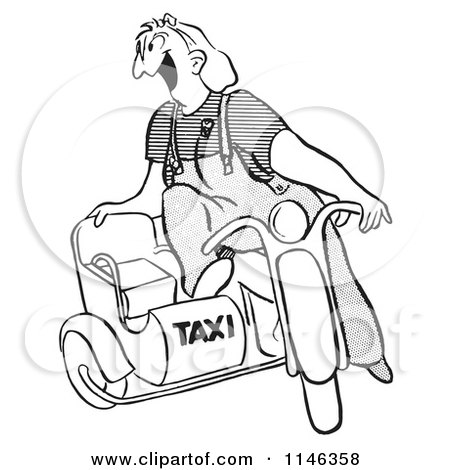 Cartoon of a Black and White Taxi Driver Female Worker - Royalty Free Vector Clipart by Picsburg