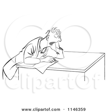 Cartoon of a Black and White Man Taking a Stressful Test - Royalty Free Vector Clipart by Picsburg