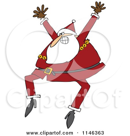 Cartoon of Santa Excitedly Jumping up and down - Royalty Free Vector Clipart by djart