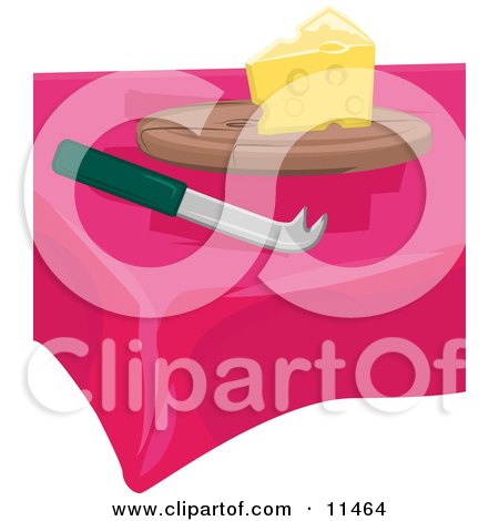 Slice of Swiss Cheese and a Knife on a Table Clipart Illustration by AtStockIllustration