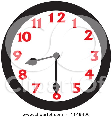 Cartoon of a Wall Clock Showing 8 30 - Royalty Free Vector Clipart by Johnny Sajem