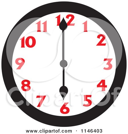 Cartoon of a Wall Clock Showing 6 - Royalty Free Vector Clipart by Johnny Sajem