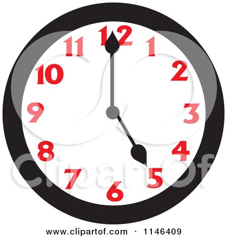 Cartoon of a Wall Clock Showing 5 - Royalty Free Vector Clipart by Johnny Sajem